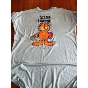 Garfield I Love You Nightgown Women One Size Blue Cartoon Graphic Humor Love Tee